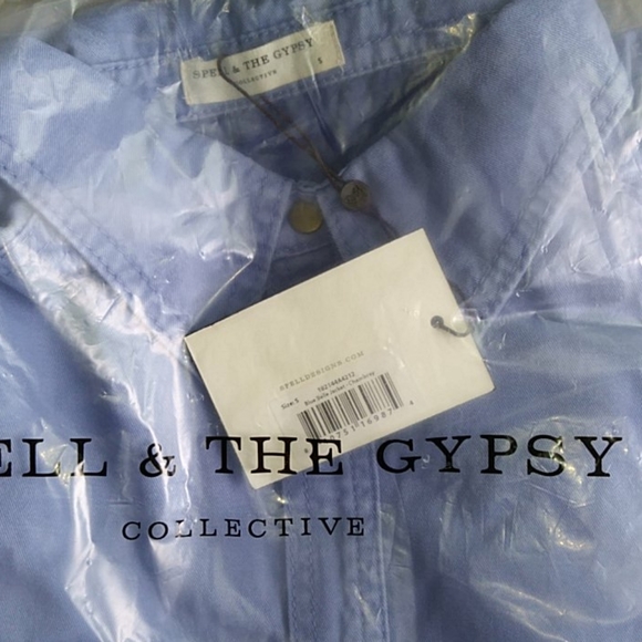 Blue Belle Chambray Jacket Bellebird Spell Designs S Bird Buttondown Shirt - Picture 12 of 16